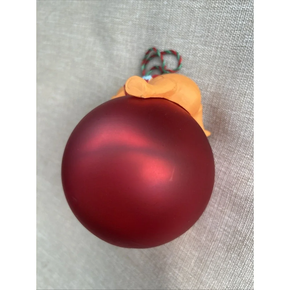 RARE Vintage Disney Store Pooh's Winter Wonderland Christmas Ornament Red 1996